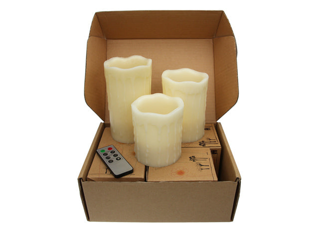 42 Candles - Flameless Real Wax Drip Candles with Remote, 4, 5, and 6-Inch Unscented LED Candles of 3, Pack of 3 (Total 42 Candles)