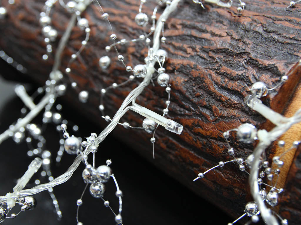 Battery Operated Decorative Blue LED String Light with Silver Beads - Pack of 5