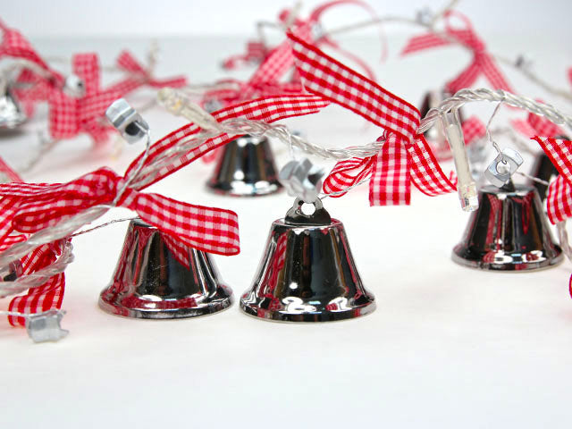 Battery Operated Decorative Cool White LED String Light with Silver Bells - Pack of 5