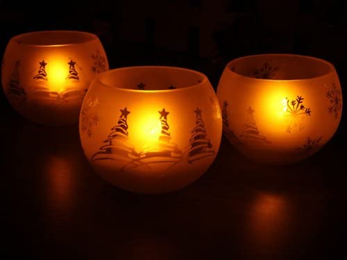 Flameless Votive LED Candles with Remote: Set of 3 Glass Ball, Pack of 3, (Total 9 Candles)