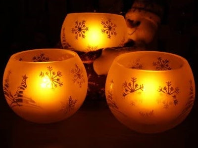 Flameless Votive LED Candles with Remote: Set of 3 Glass Ball, Pack of 3, (Total 9 Candles)