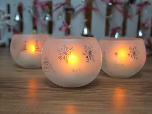 Flameless Votive LED Candles with Remote: Set of 3 Glass Ball, Pack of 3, (Total 9 Candles)
