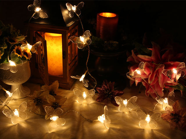 Battery Operated Decorative Cool White LED String Light with Butterflies - Pack of 5