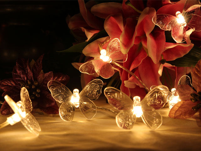 Battery Operated Decorative Cool White LED String Light with Butterflies - Pack of 5
