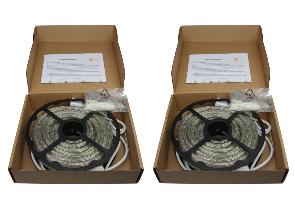 2-Wire 3/8 Inch, 50Ft Soft White LED Rope Light Spool Kit - Pack of 2