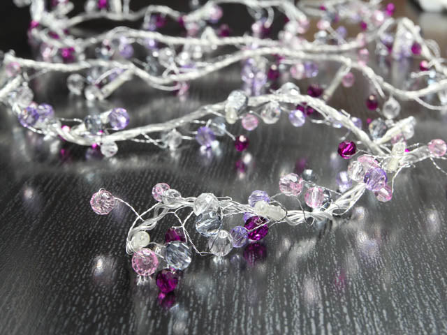 Battery Operated Decorative Cool White LED String Light with Purple Beads - Pack of 5