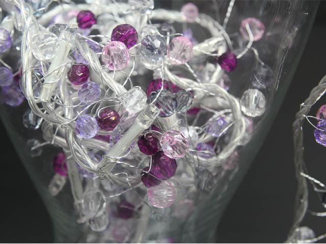 Battery Operated Decorative Cool White LED String Light with Purple Beads - Pack of 5