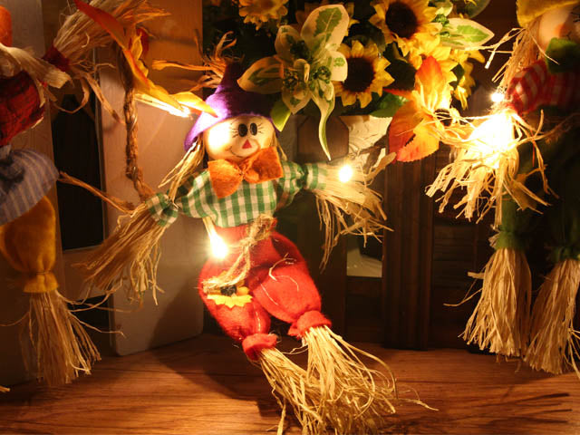 Battery Operated Decorative Warm White LED String Light with Scarecrows- Pack of 5