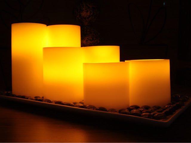 Flameless LED Candles; 2 Set of 3, 4, and 6 Inch Ivory Round Pillar Wax Candles -Pack of 3 (Total 18 candles)