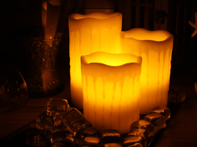 Flameless Real Wax Drip Candles with Remote, 4, 5, and 6-Inch Unscented LED Candles of 3, Pack of 3 (Total 9 Candles)