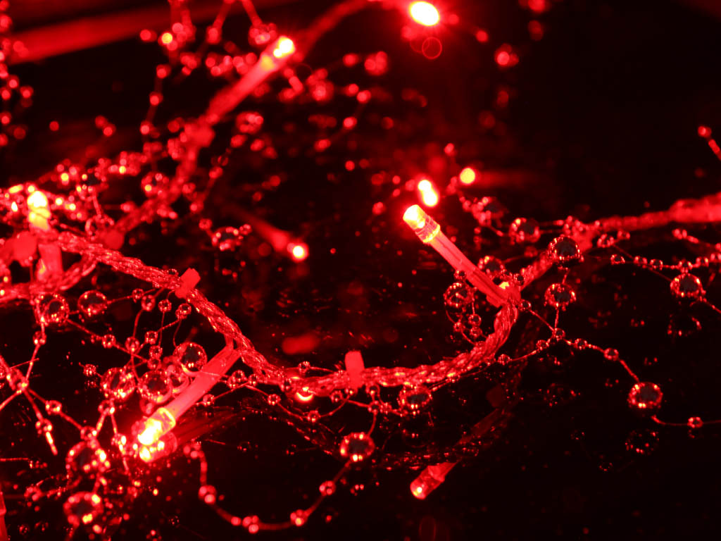 Battery Operated Decorative Red LED String Light with Silver Beads - Pack of 5