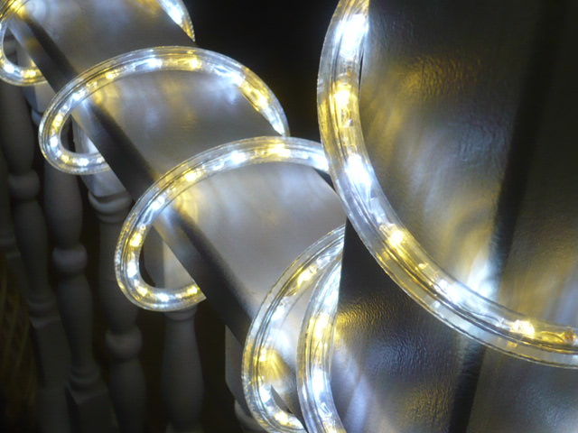 3-Wire, 25Ft Pure White & Warm White Chasing LED Rope Light Kit - Pack of 5