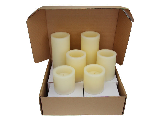 48 Candles Flameless LED Candles; 2 Set of 3, 4, and 6 Inch Ivory Round Pillar Wax Candles -Pack of 8 (Total 48 candles)