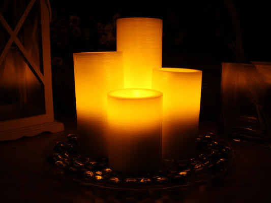 40 Candles- Ivory Flameless Real Wax Candles with Remote 4, 5, 6, and 8-Inch Unscented LED Candles of 4, Pack of 10 (Total 40 Candles)