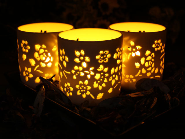 36 Candles - Ceramic Votive LED Candles with Remote: Set of 3
