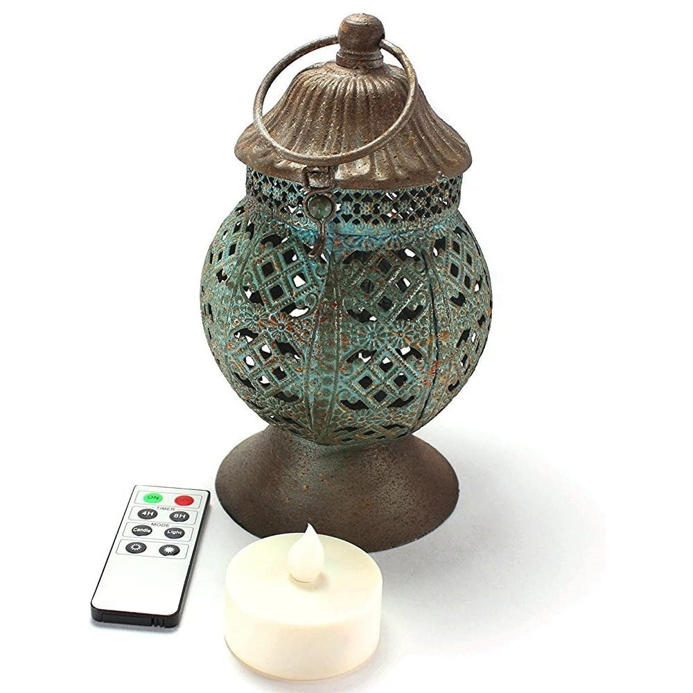Traditional Lantern with Remote Control Flameless LED Tea Candle - Pack of 2 sets
