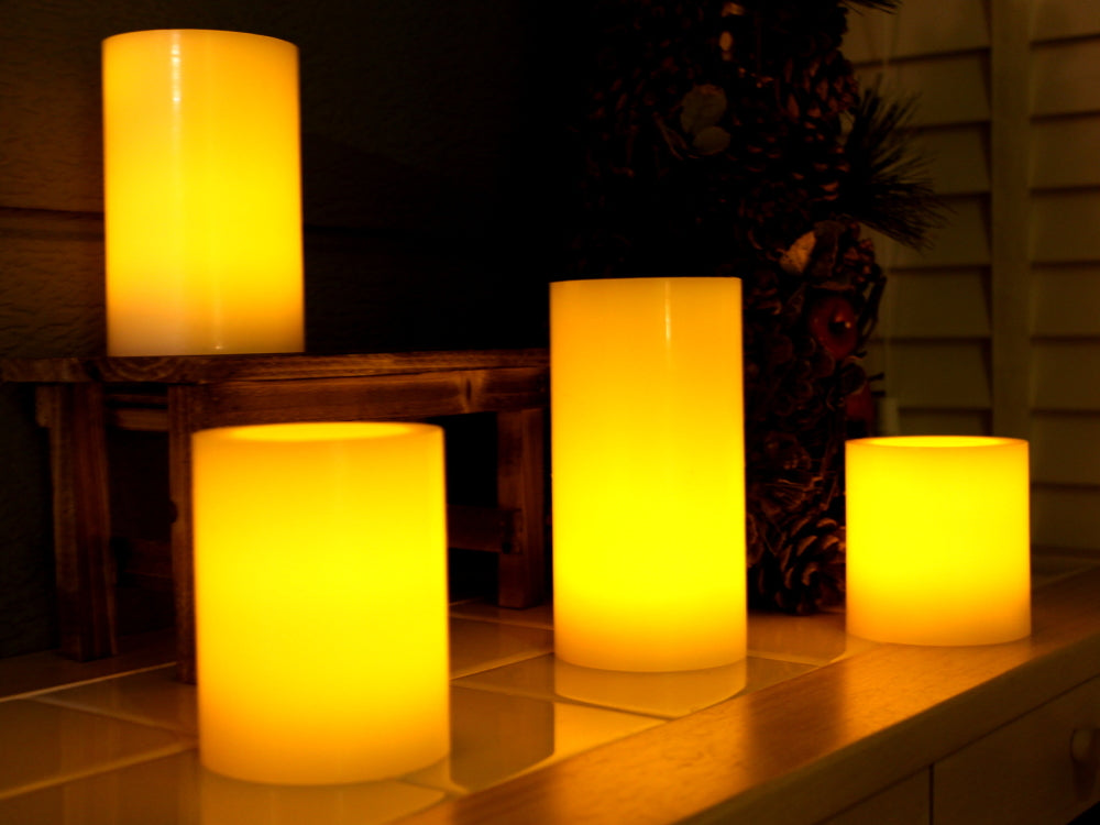 Flameless Candles with Remote Control, Pillar Real Wax 3, 4, 5, and 6-Inch Candles, Set of 4, Pack of 3 (Total 12 Candles)