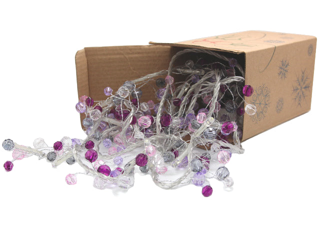 Battery Operated Decorative Cool White LED String Light with Purple Beads - Pack of 5