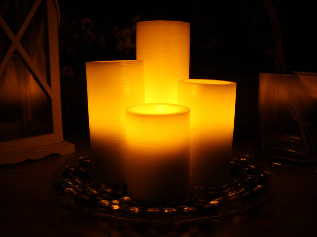Ivory Flameless Real Wax Candles with Remote 4, 5, 6, and 8-Inch Unscented LED Candles of 4, Pack of 3 (Total 12 Candles)