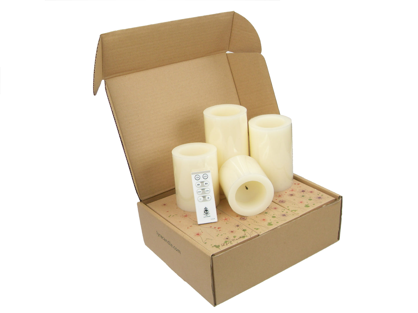 Ivory Flameless Real Wax Candles with Remote 4, 5, 6, and 8-Inch Unscented LED Candles of 4, Pack of 3 (Total 12 Candles)